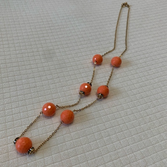 J. Crew Jewelry - J Crew faceted coral beaded necklace